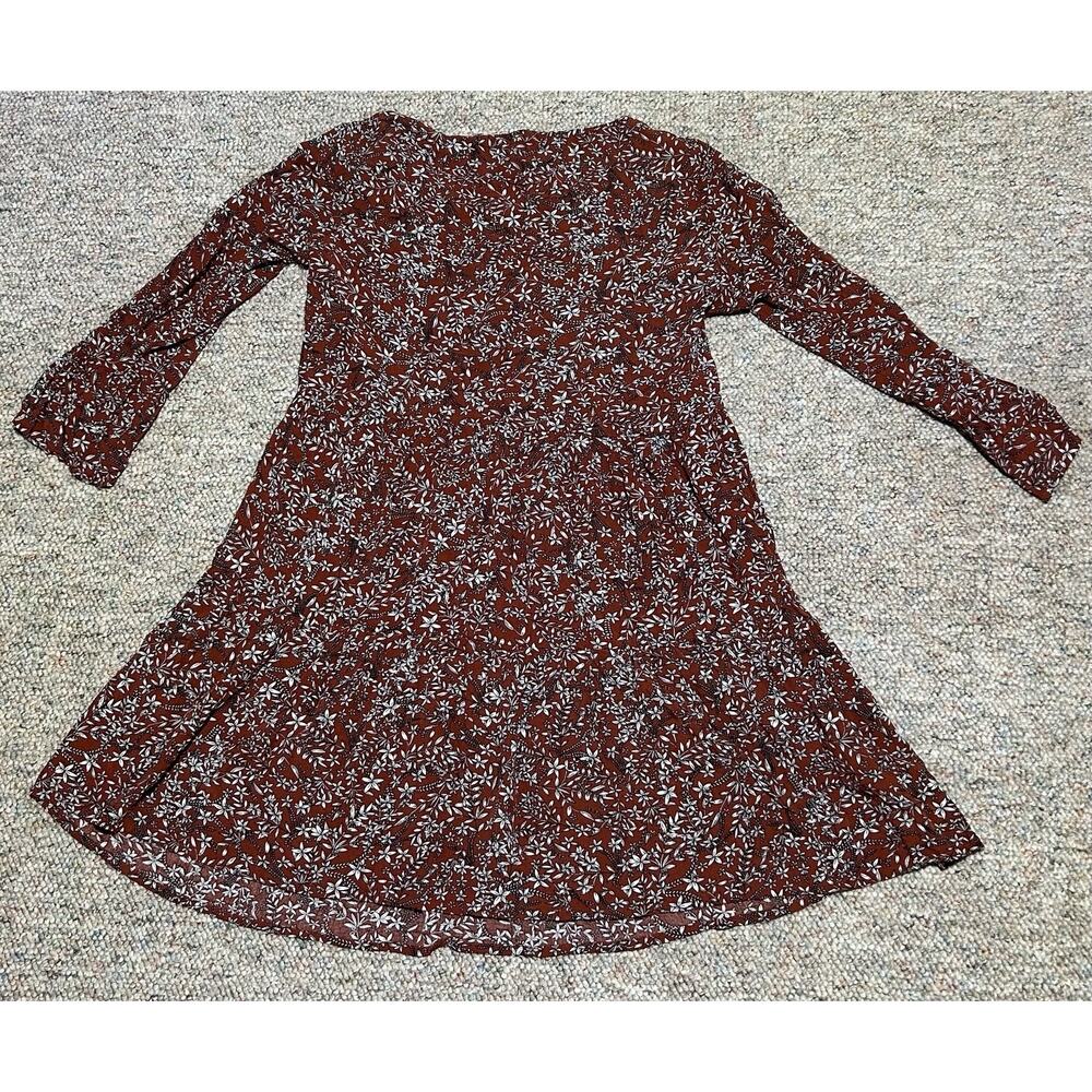 SHEIN Maroon Ditsy Floral Print Dress Size Small Flare Sleeves - Picture 11 of 12